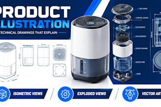 create professional product illustrations and technical drawings