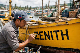 hand paint boat name lettering like zenith