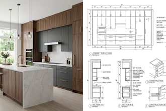 create kitchen cabinet shop drawings, cad technical drawings and manufacturing