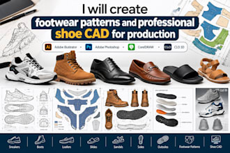 create footwear patterns and professional shoe cad for production