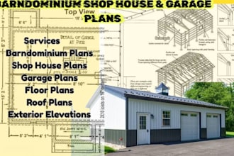 design barndominium shop house plans, garage plans, floor plans, elevations