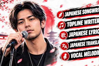 write singable japanese song lyrics and melodies as male japanese pop songwriter
