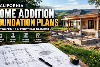 prepare california home addition foundation plan footing details structural plan