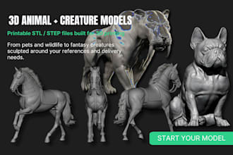 3d realistic printable animal model 3d creature stl step files for 3d printing