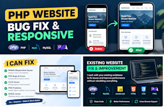 fix responsive issues and bugs in your PHP website or pwa
