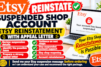 reinstate suspended etsy shop account, etsy reinstatement with appeal letter