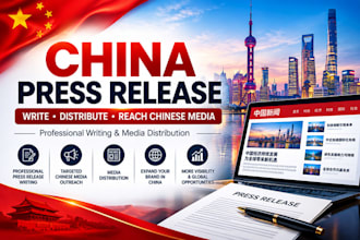 write and distribute your press release to chinese media sites