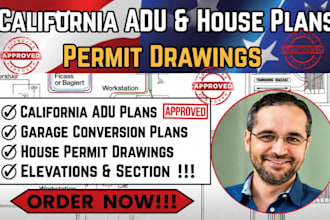 design california adu, garage conversion and house permit plans