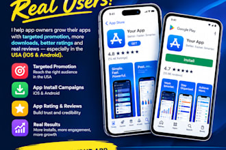 mobile app promotion, USA ios android app install, app rating review