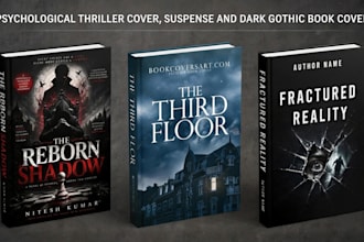 design psychological thriller cover, suspense and dark gothic KDP book cover