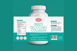 create premium vitamin label supplement pouch bottle packaging design
