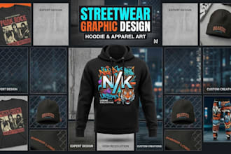 design eye catching streetwear hoodies and apparel graphic