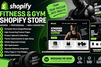 build high converting fitness website, shopify fitness store and gym website