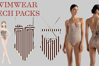 create fashion tech packs for swimwear