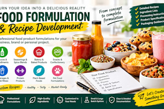 formulate food products, recipes and commercial food formulas
