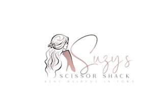 design hair stylist business logo as loud as suzy herself