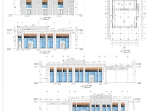 draft 2d retail store plan,building elevation design, engineering drawing layout