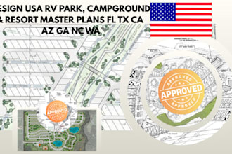 design USA rv park, campground and resort master plans florida tx ca az ga wa