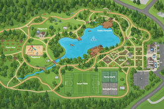 design vector park maps, recreation maps and visitors guides