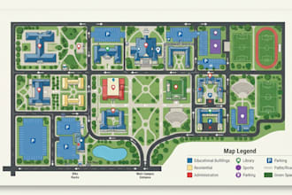 design custom campus map school map navigation map and wayfinding