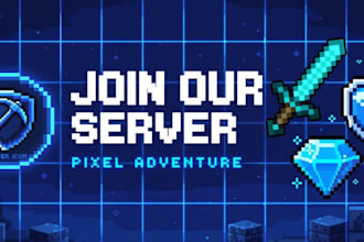 create pixel gaming discord art and logo for your server