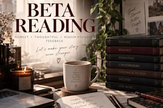 beta read your novel and provide honest reader feedback