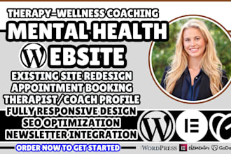 therapy website design, mental health website, wellness coaching website