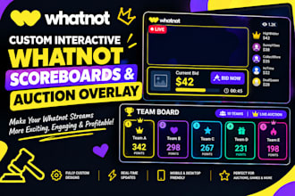 create custom interactive whatnot scoreboards and auction overlays