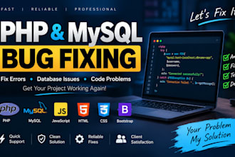 fix PHP mysql website bugs, errors and database issues