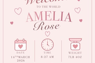 create a personalised baby birth details print