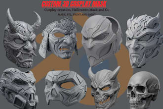 sculpt custom 3dcosplay mask, 3dhelmet 3dprintable halloween mask printabe stl