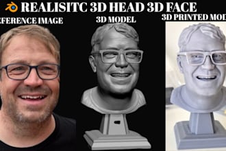 sculpt 3d head realistic 3d face 3d bust 3d character for stl and resin printing