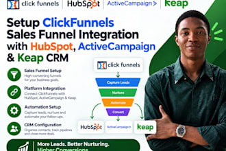 setup clickfunnel sales funnel integration with hubspot activecampaign keap crm