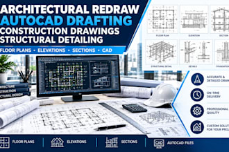 architectural redraw construction drawing auto cad drafting structural detailing
