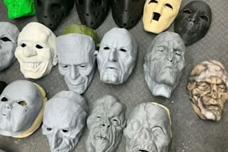3d model, print and paint custom halloween and horror masks wearable mask