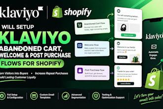 setup klaviyo abandoned cart welcome and post purchase flows for shopify