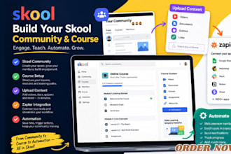 buid skool community, course setup, upload, zapier integration, automation