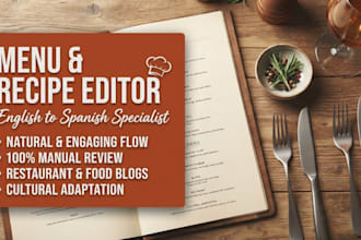 edit your english to spanish recipes and menus