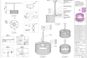 provide chandelier plan layout, ceiling lamp drawing, product career design, bom