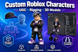 create roblox ugc, roblox character, 3d model, avatar and rigging