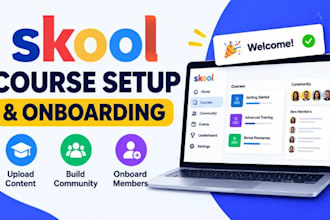do skool course setup, content upload, and community member onboarding system