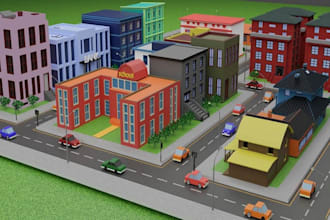 rebuild urban neighborhood 3d visualization, landscape design, exterior model