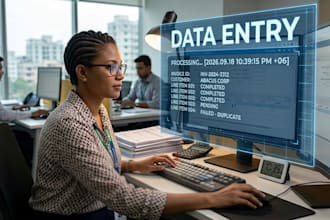 be your virtual assistant , I will entry your data, typing, copy paste for you