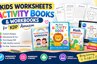 create kids worksheets, activity books and workbooks for kdp