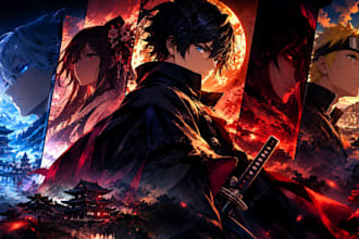 cinematic anime character movie poster design with professional style artwork