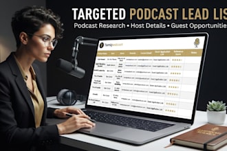 research targeted podcasts and build a guest lead list