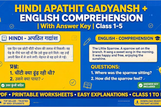 create hindi apathit gadyansh and english comprehension with a answer key