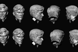 sculpt scale size 3d head, 3d miniature, action figure stl file for 3d printing