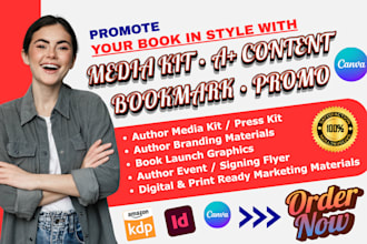 design author media kit, a plus content, book bookmark and promotional material