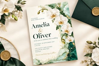 design an elegant custom wedding invitation card